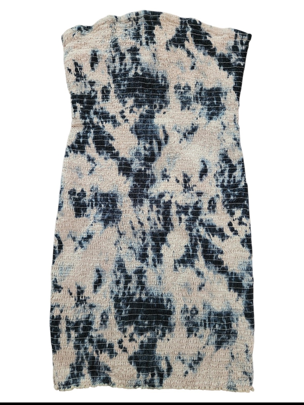 Staring at Stars Black and Cream Smocked Strapless Mini Dress